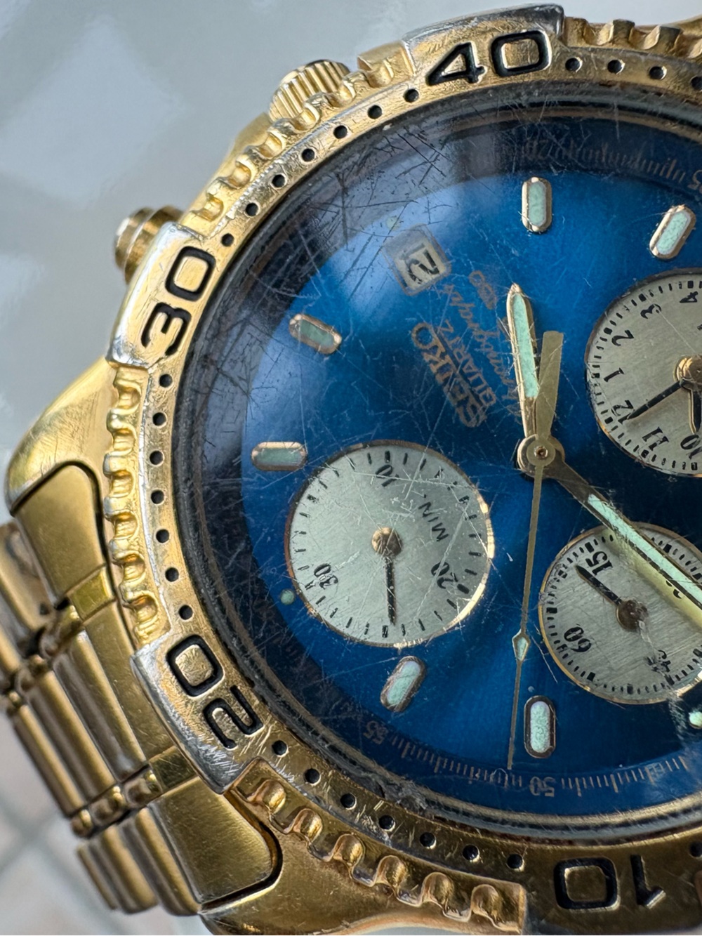 Seiko Sports 150 Chronograph 7T32-6C09 Quartz Alarm Vintage Japan Wrist WatchUp - Picture 6 of 13